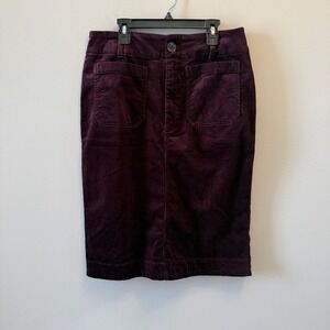 Anthropologie Maeve Corduroy Mid-Length Skirt – Wine – Size Medium – NWT